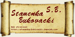 Stamenka Bukovački vizit kartica